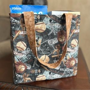 Go-green grocery tote reusable tote handmade baseball family vintage baseball